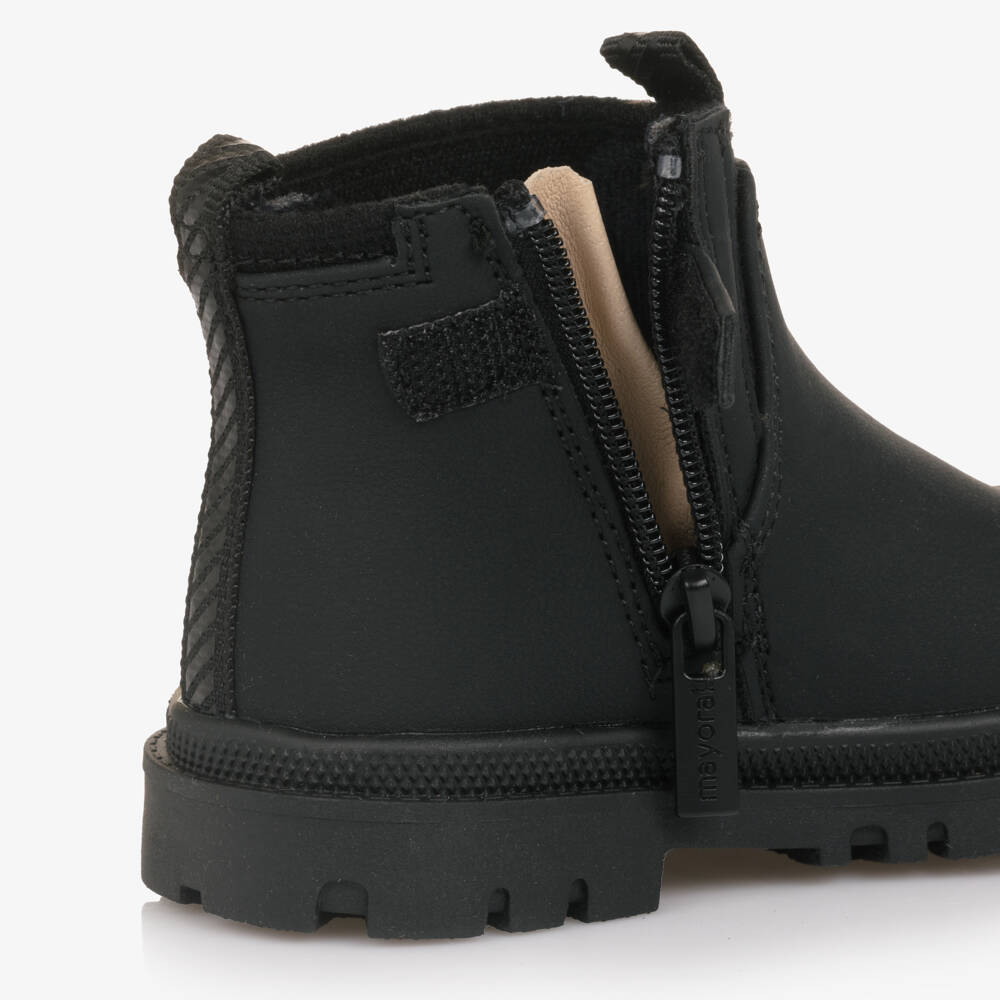 Mayoral-Black Faux Leather Chelsea Boots with Side Zip | Childrensalon Outlet