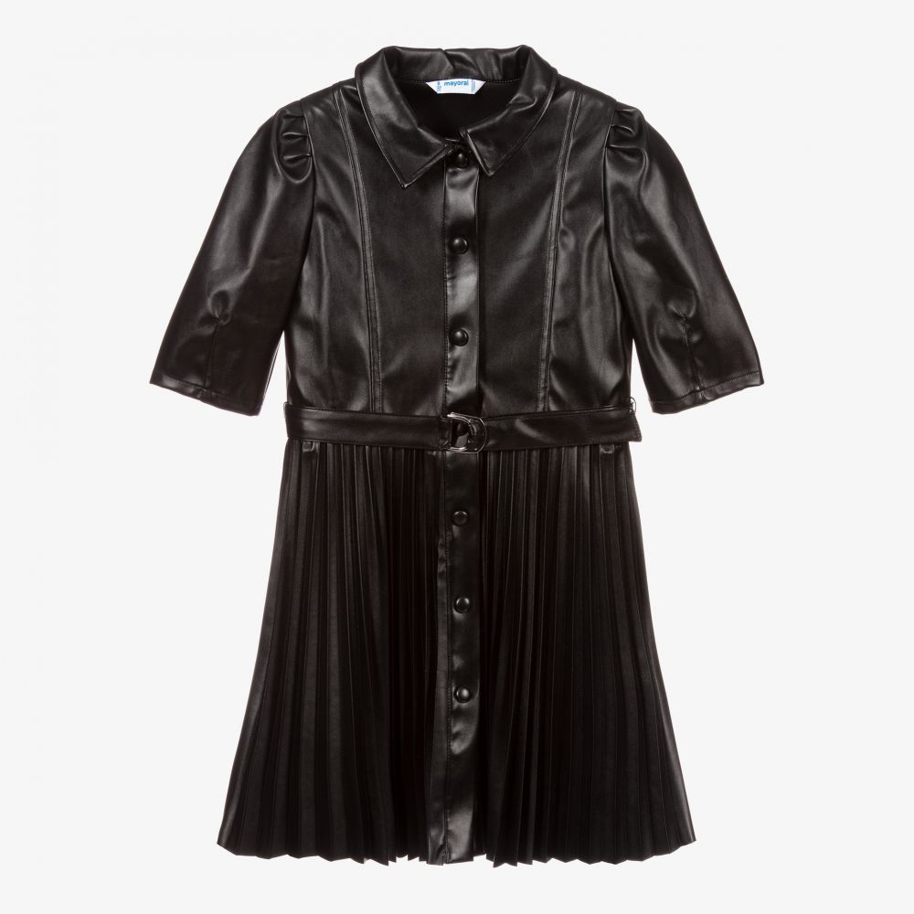 Mayoral - Robe noire en similicuir | Childrensalon