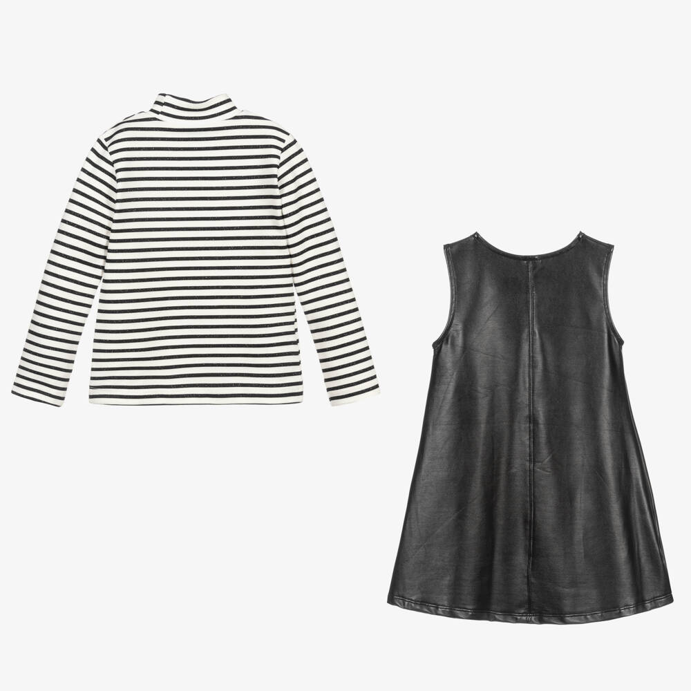 Mayoral-Black Faux Leather Dress Set | Childrensalon Outlet
