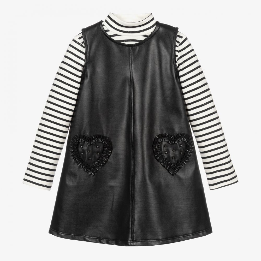 Mayoral-Black Faux Leather Dress Set | Childrensalon Outlet