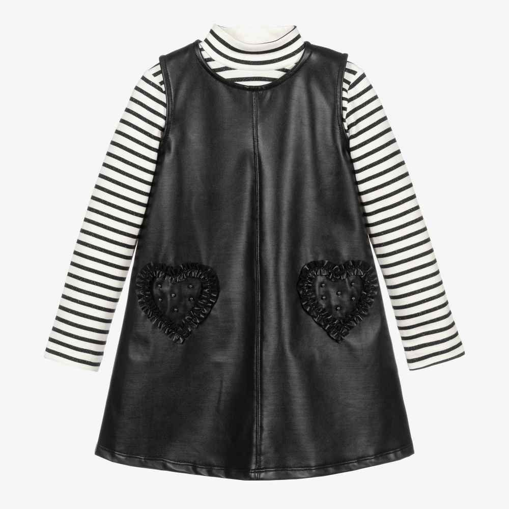 Mayoral - Ensemble robe noir en tissu enduit | Childrensalon