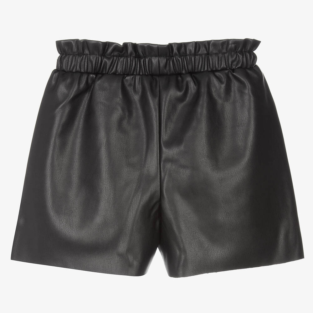 Mayoral-Black Faux Leather Shorts | Childrensalon Outlet
