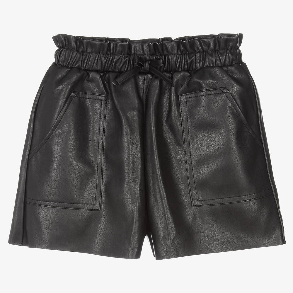 Mayoral - Black Faux Leather Shorts | Childrensalon