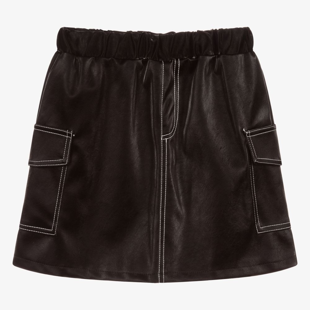 Mayoral - Black Faux Leather Skirt | Childrensalon
