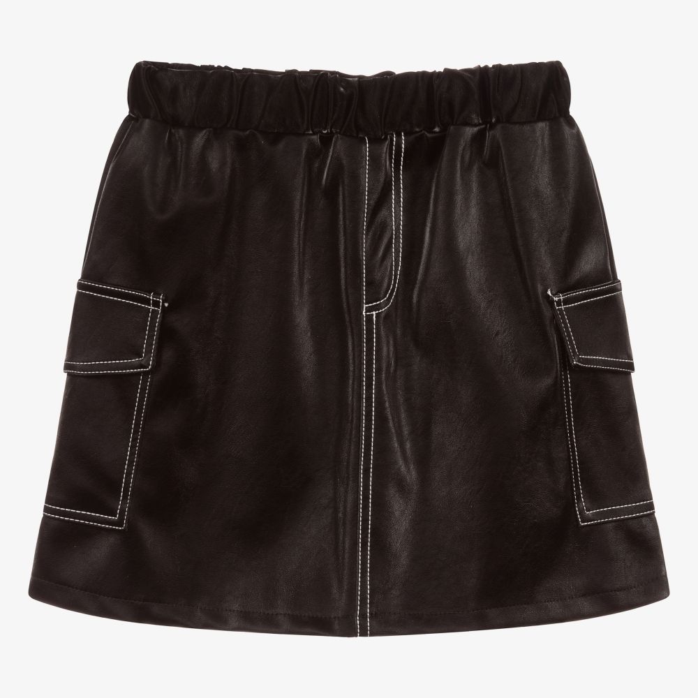 Mayoral-Black Faux Leather Skirt | Childrensalon Outlet
