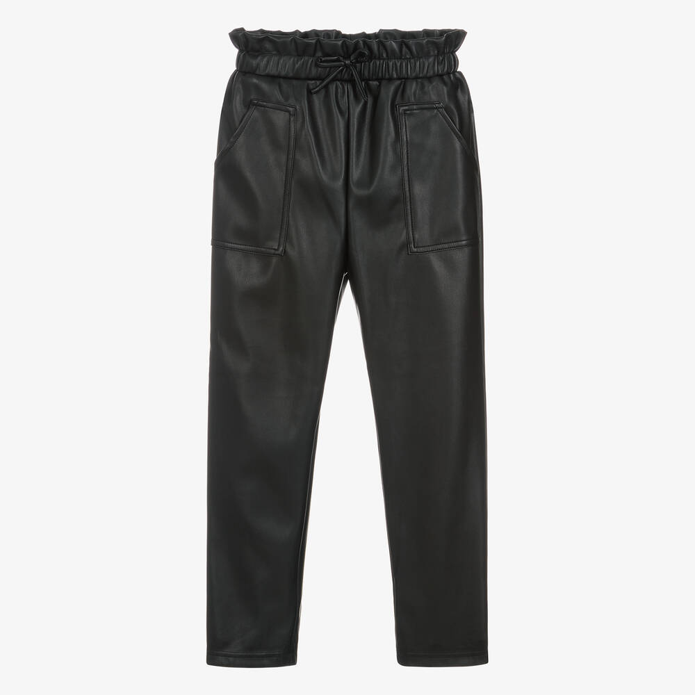 Mayoral - Black Faux Leather Trousers | Childrensalon