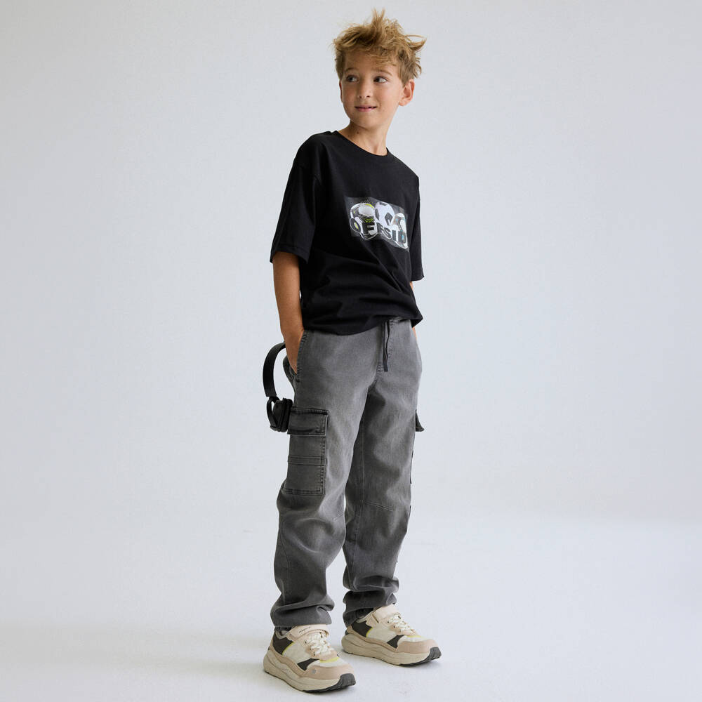 Mayoral Nukutavake-Black Football Print Tshirt | Childrensalon Outlet