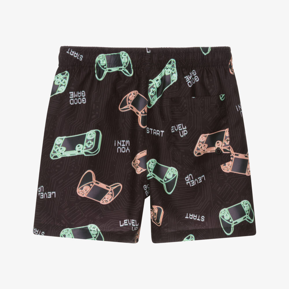 Mayoral Nukutavake-Black Gaming Print Swimshort | Childrensalon Outlet