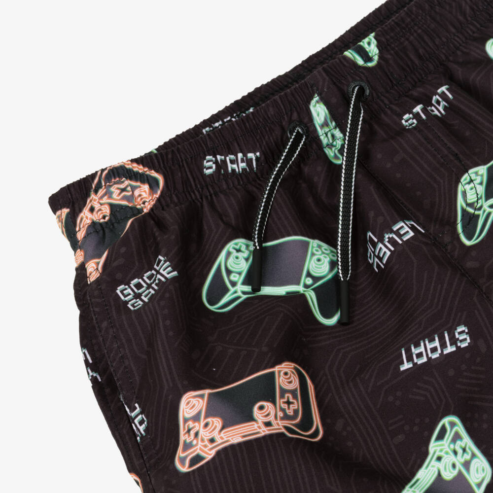 Mayoral Nukutavake-Black Gaming Print Swimshort | Childrensalon Outlet
