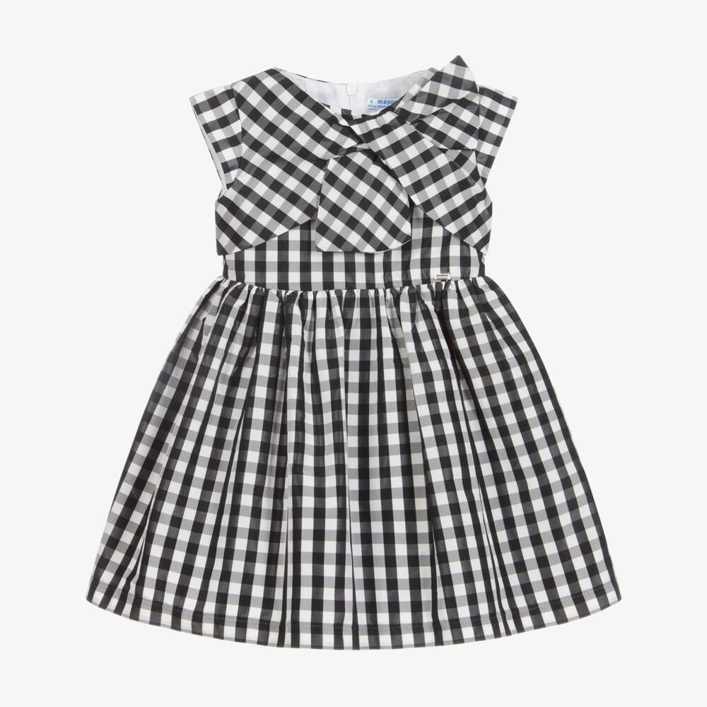 Mayoral-فستان جينغهام لون أسود وأبيض | Childrensalon Outlet