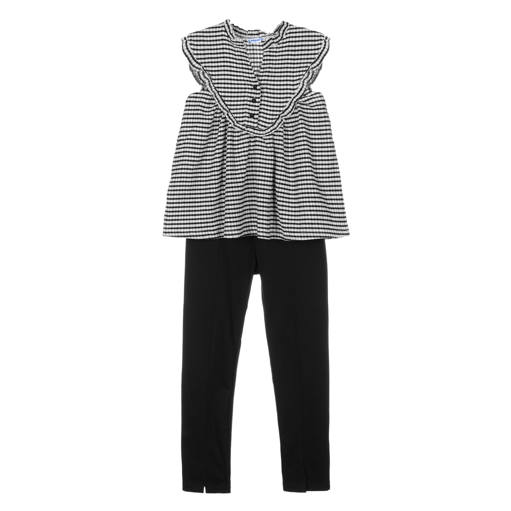 Mayoral-Black Gingham Leggings Set | Childrensalon Outlet