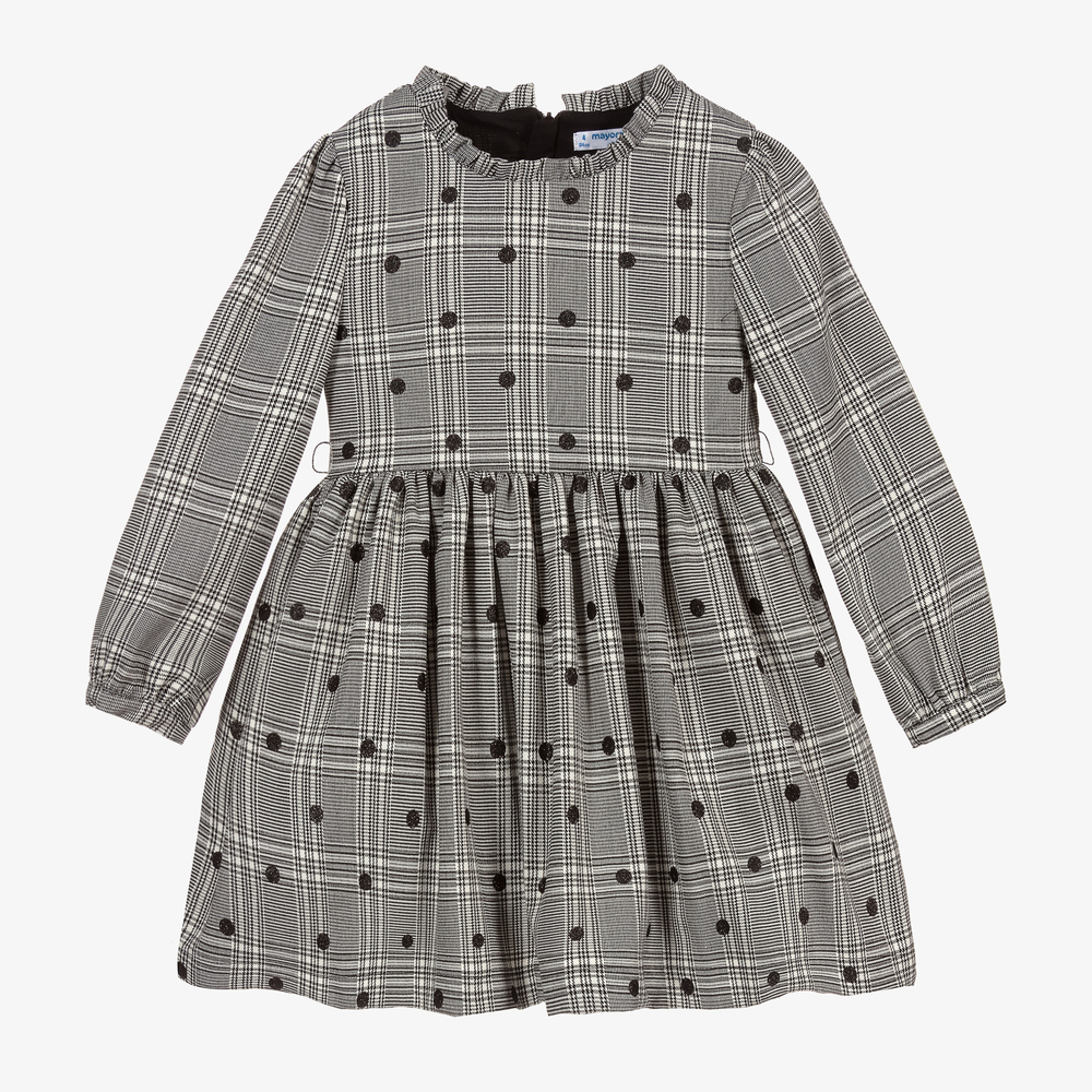 Mayoral-Кремово-черное платье в клетку | Childrensalon Outlet