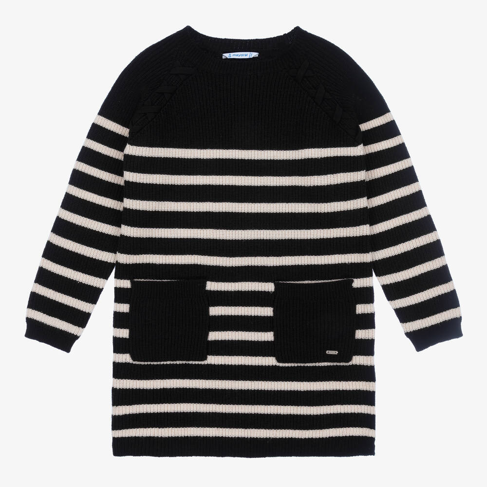 Mayoral - Robe-pull pailletée noire et ivoire | Childrensalon