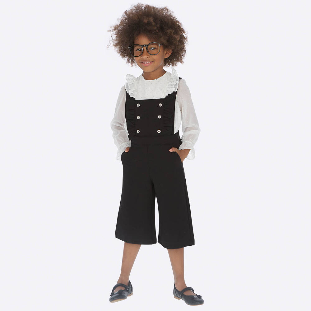 Mayoral-Black Jersey Dungarees | Childrensalon Outlet