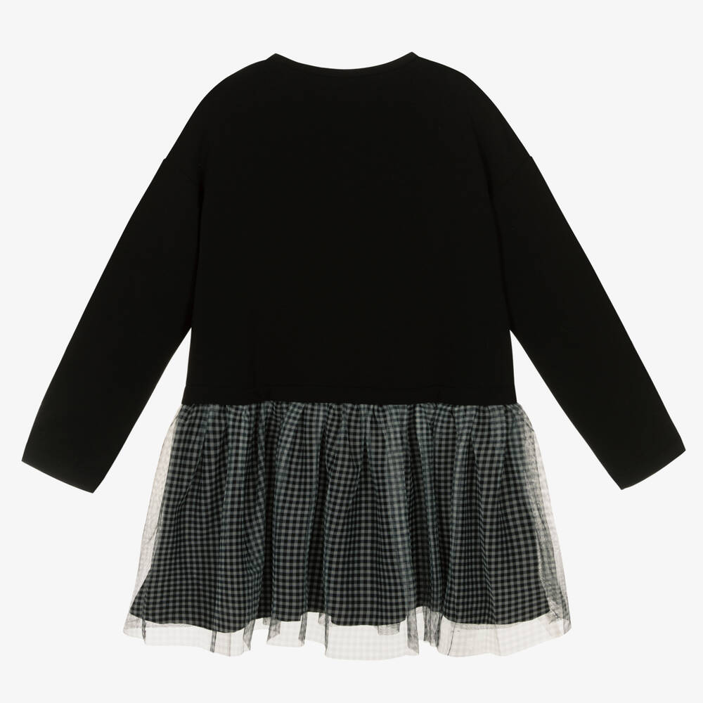 مايورال-فستان قطن جيرسي وتول لون أسود | Childrensalon Outlet