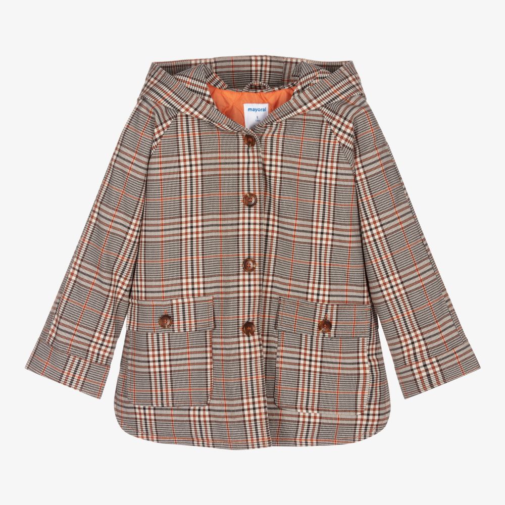 Mayoral - Veste à carreaux noire et orange | Childrensalon