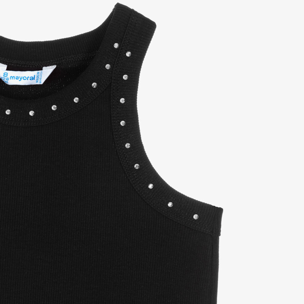 Mayoral-Black Studded Vest Top | Childrensalon Outlet