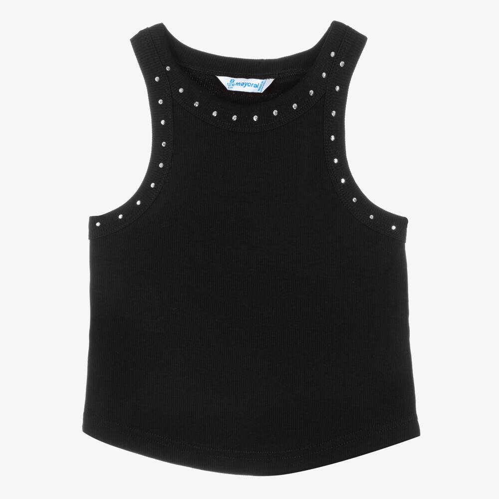 Mayoral-Black Studded Vest Top | Childrensalon Outlet