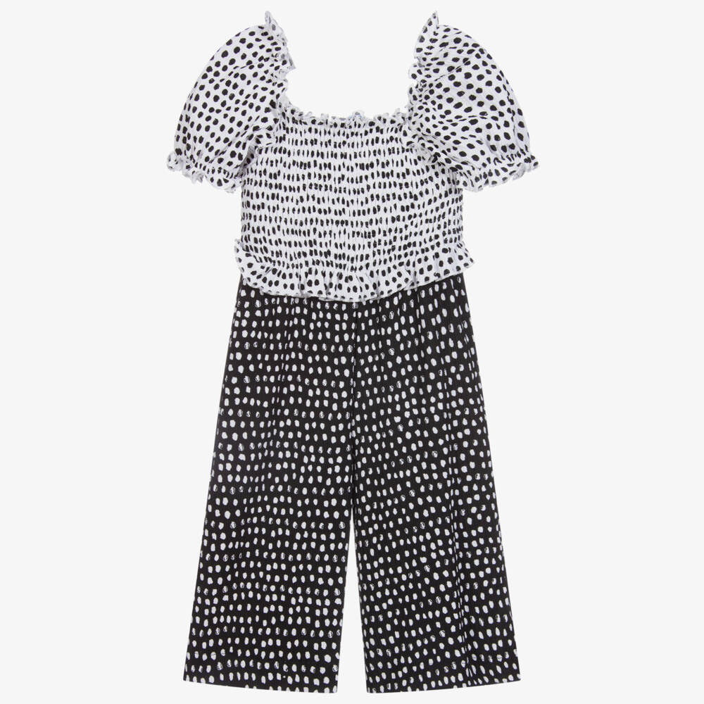 Mayoral-Black & White Dots Jumpsuit | Childrensalon Outlet