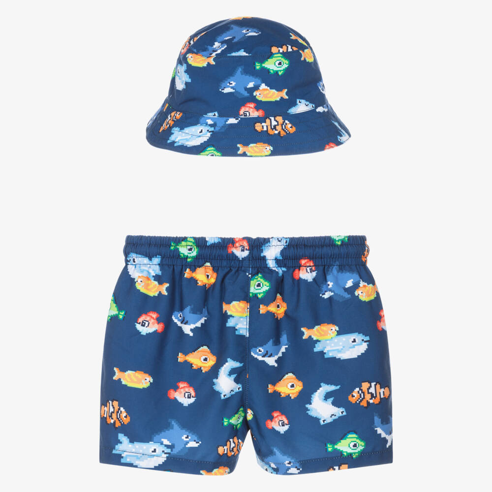 Mayoral-Blue All Over Fish Print Swim Set | Childrensalon Outlet