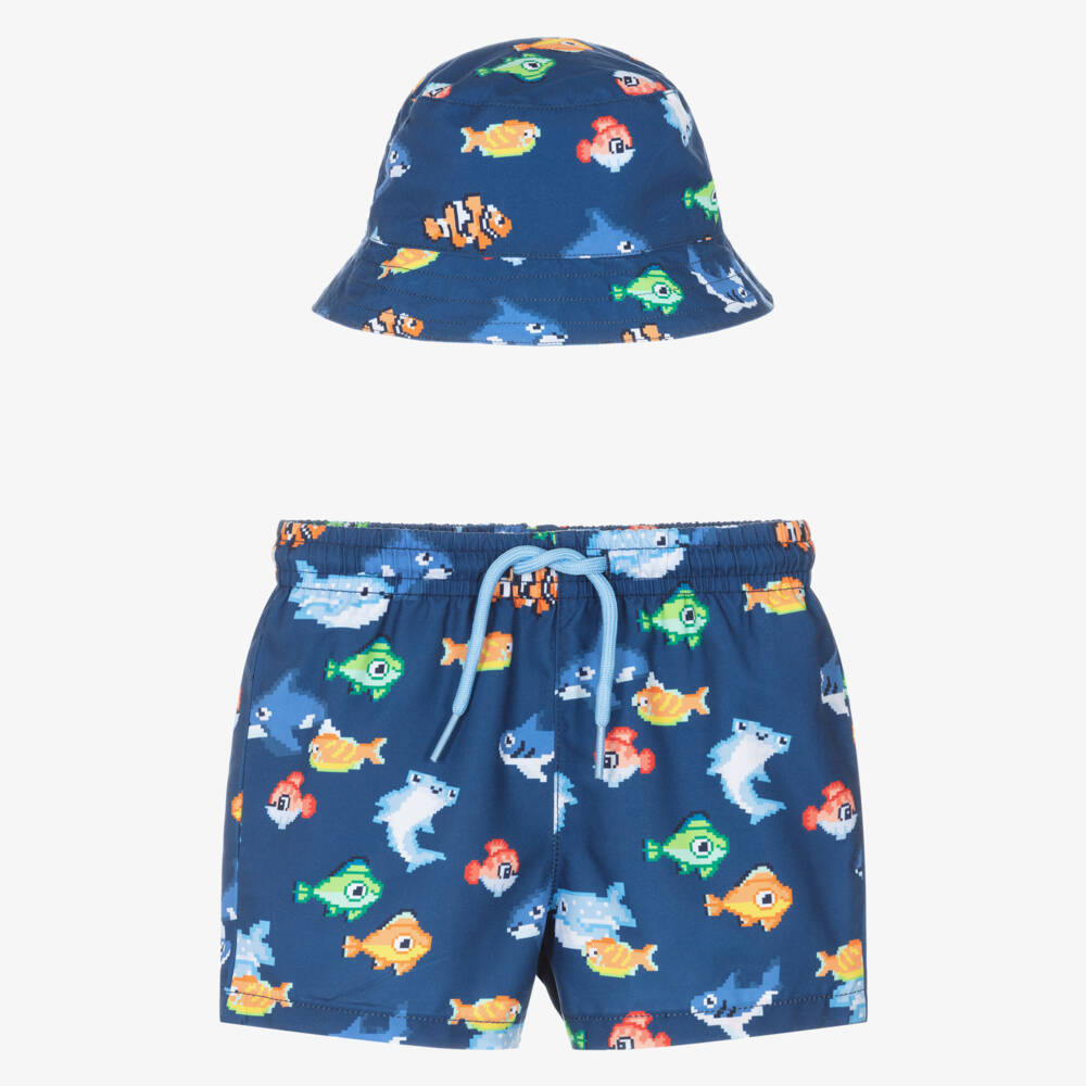 Mayoral-Blue All Over Fish Print Swim Set | Childrensalon Outlet