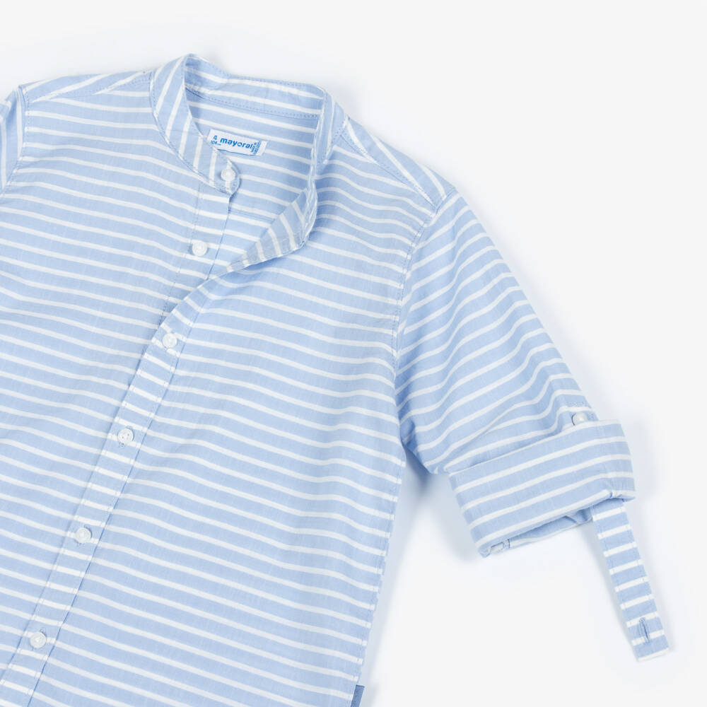 Mayoral-Blue And White Striped Shirt | Childrensalon Outlet