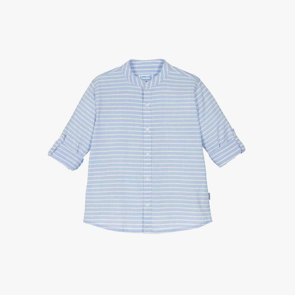 Mayoral-Blue And White Striped Shirt | Childrensalon Outlet