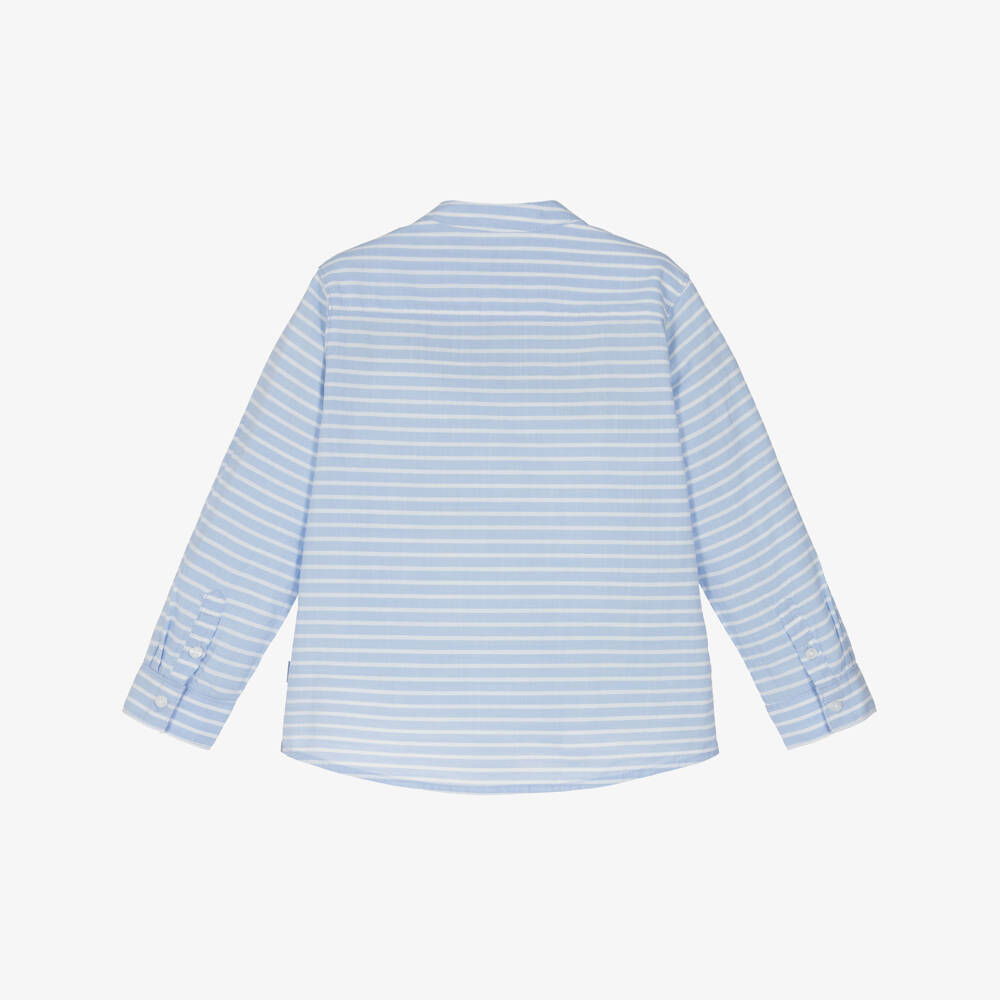 Mayoral-Blue And White Striped Shirt | Childrensalon Outlet