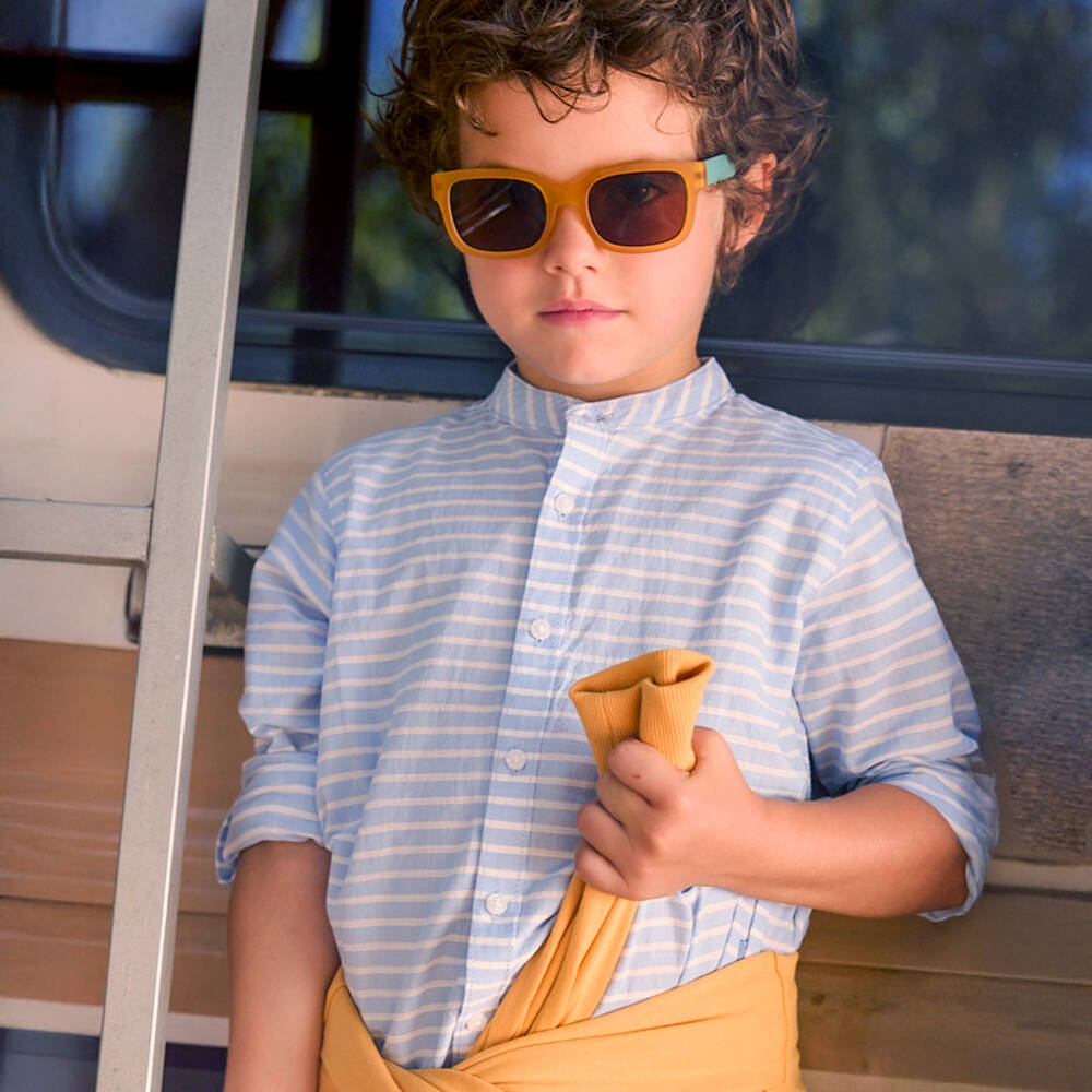 Mayoral-Blue And White Striped Shirt | Childrensalon Outlet