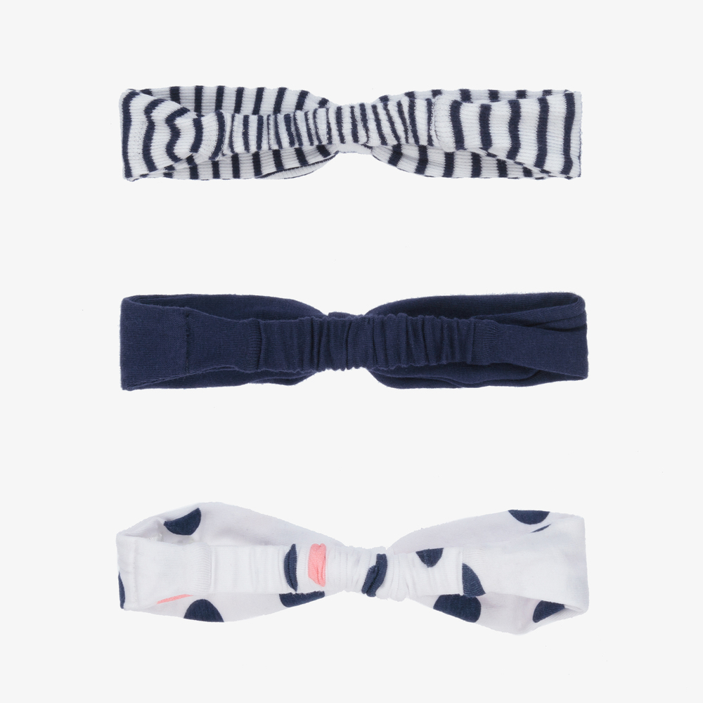 مايورال Newborn-طوق للرأس قطن جيرسي لون كحلي وأبيض للمولودات (عدد 3) | Childrensalon Outlet