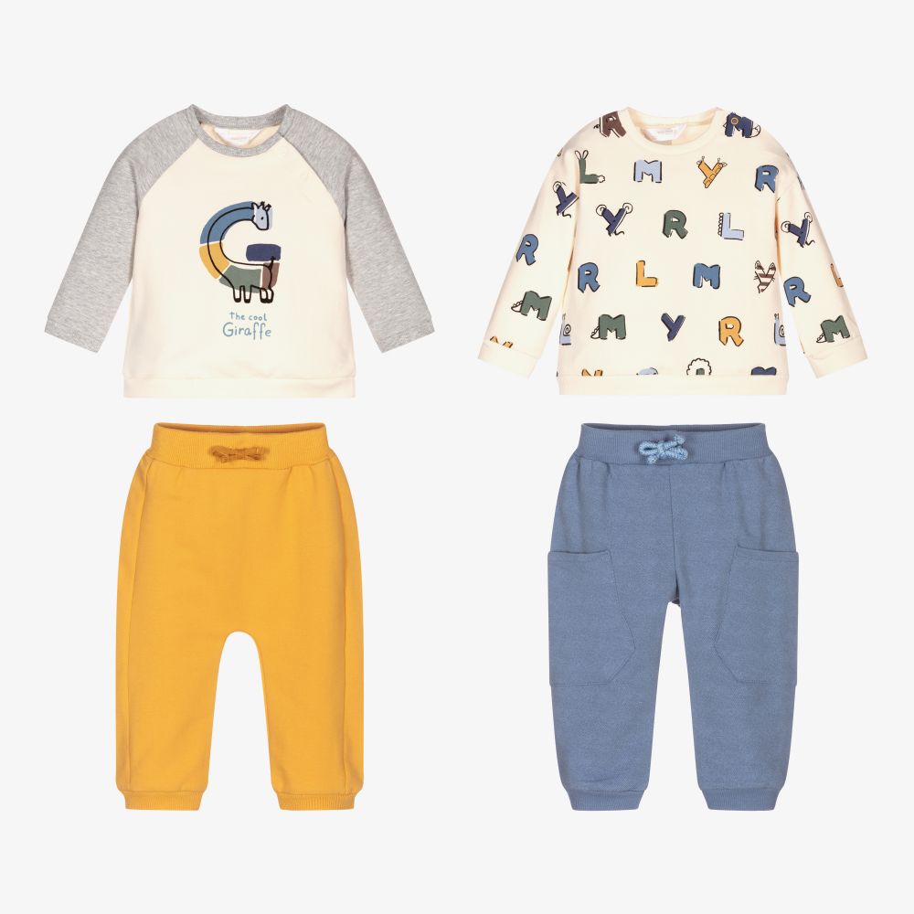 Mayoral Для новорожденных-Два комплекта с желтыми и голубыми штанишками для малышей | Childrensalon Outlet