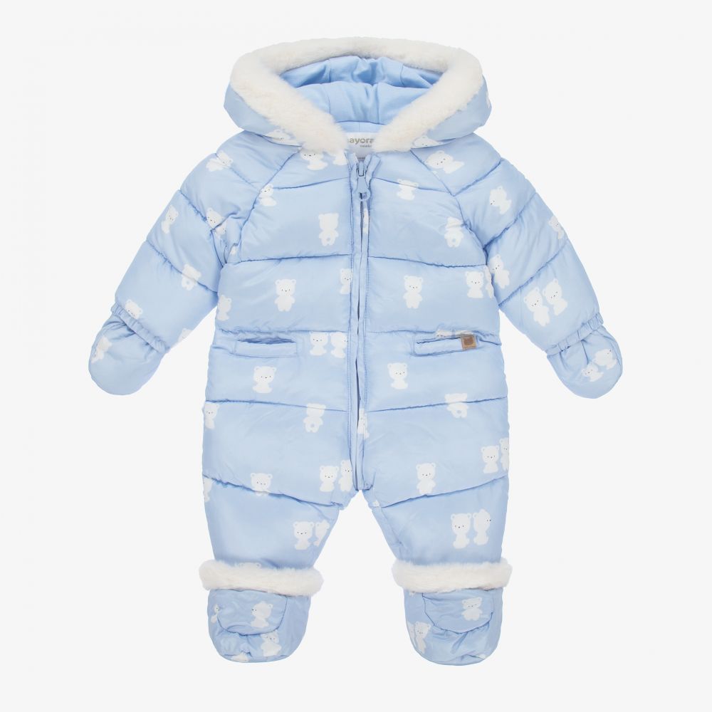 Mayoral Newborn - Blauer Bären-Schneeanzug (B) | Childrensalon