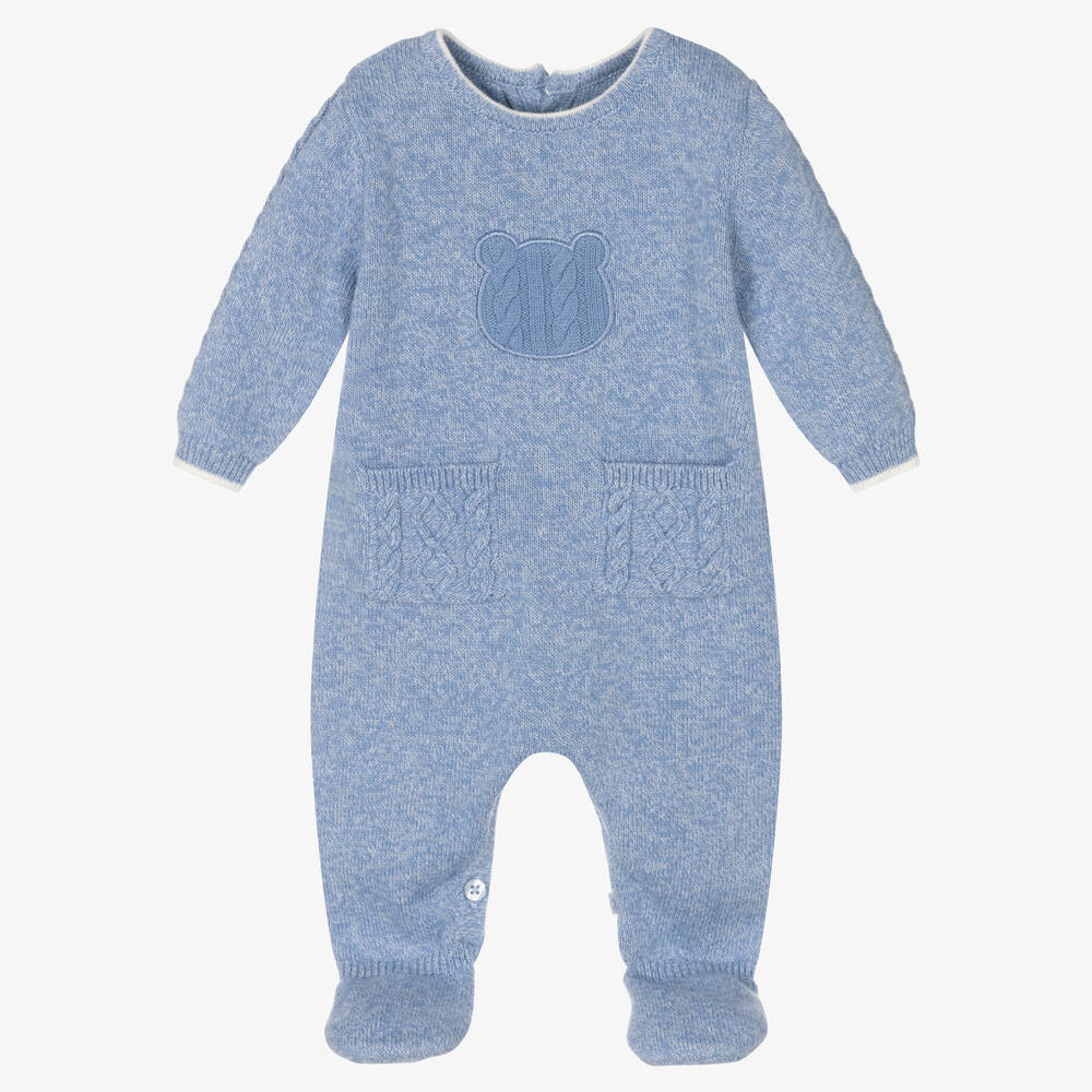 Mayoral Newborn - Blue Bear Knitted Babygrow | Childrensalon