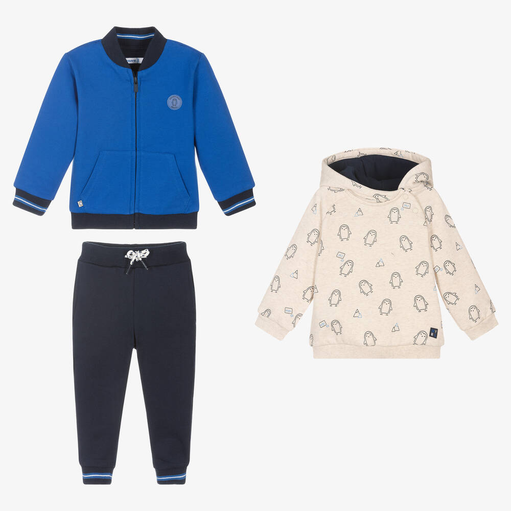 Mayoral - Trainingsanzug in Blau und Beige (3-teilig) | Childrensalon