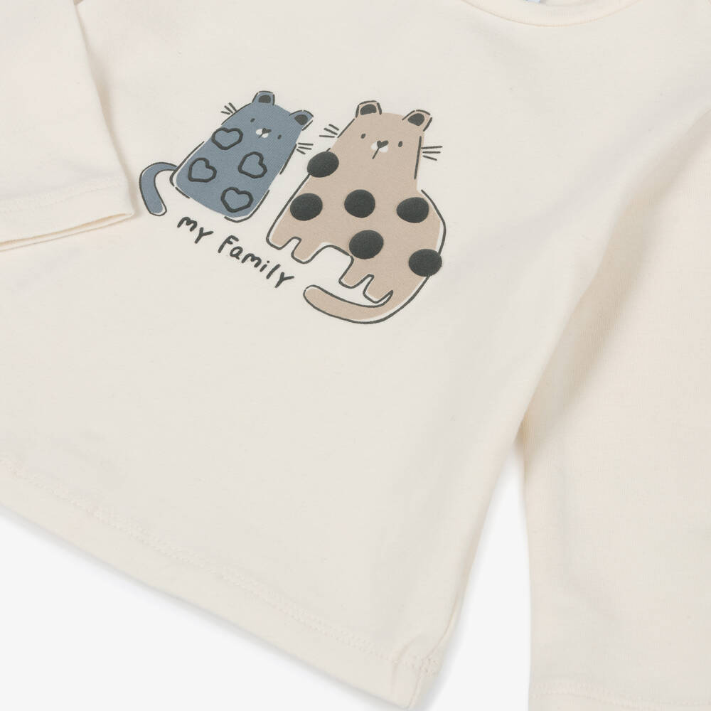 Mayoral-Blue & Beige Cat Legging Set | Childrensalon Outlet