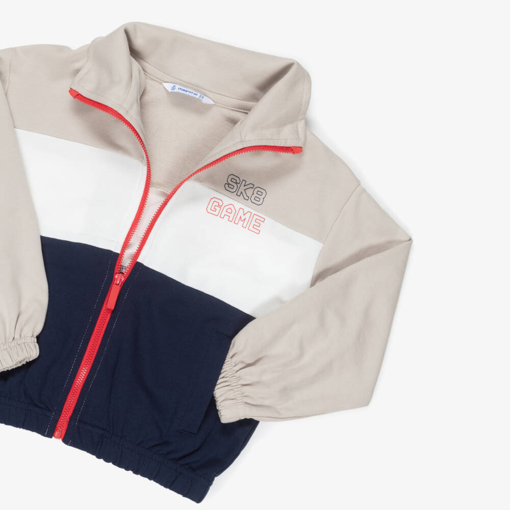 Mayoral-Blue & Beige Ska Game Print Tracksuit | Childrensalon Outlet