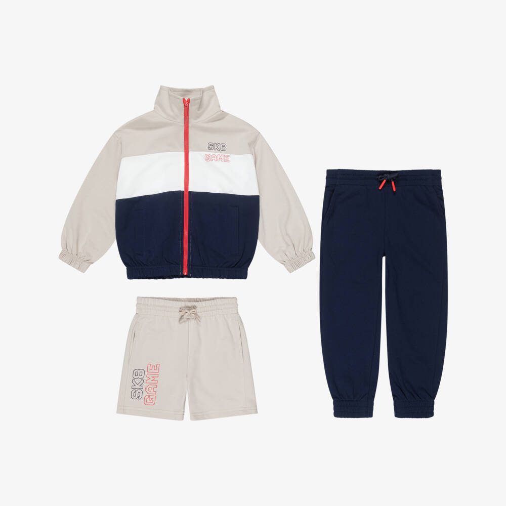 Mayoral-Blue & Beige Ska Game Print Tracksuit | Childrensalon Outlet