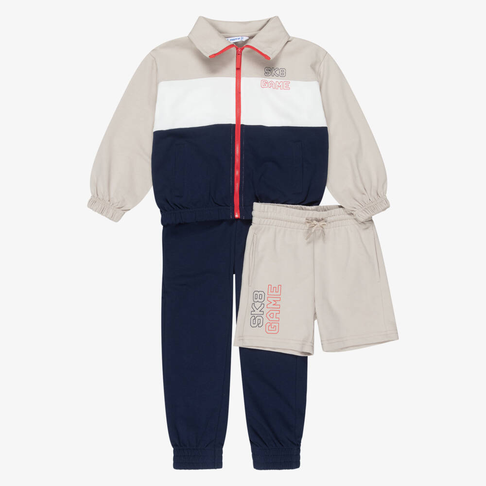 Mayoral-Blue & Beige Ska Game Print Tracksuit | Childrensalon Outlet