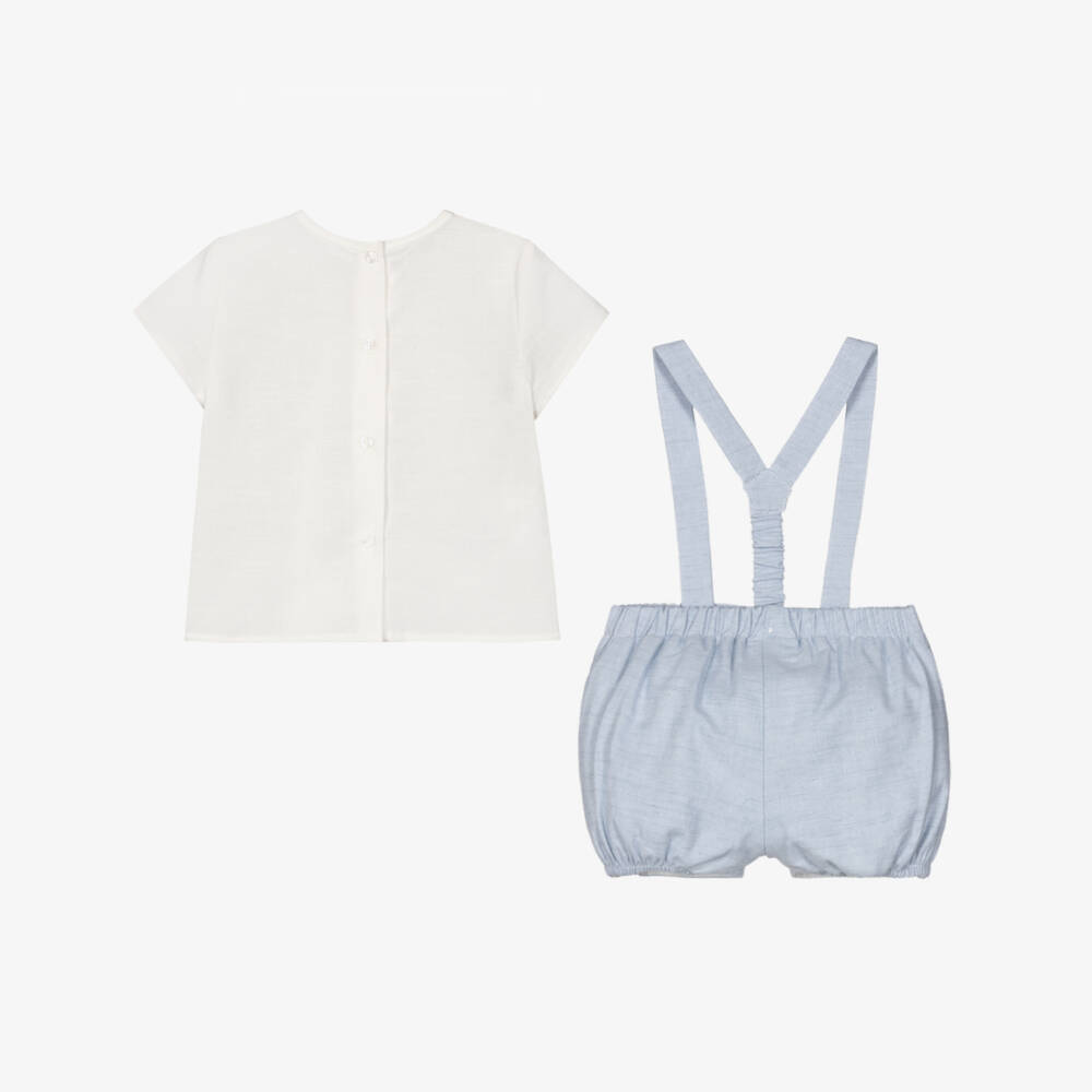 Mayoral Newborn-Blue Braces Shorts Set | Childrensalon Outlet