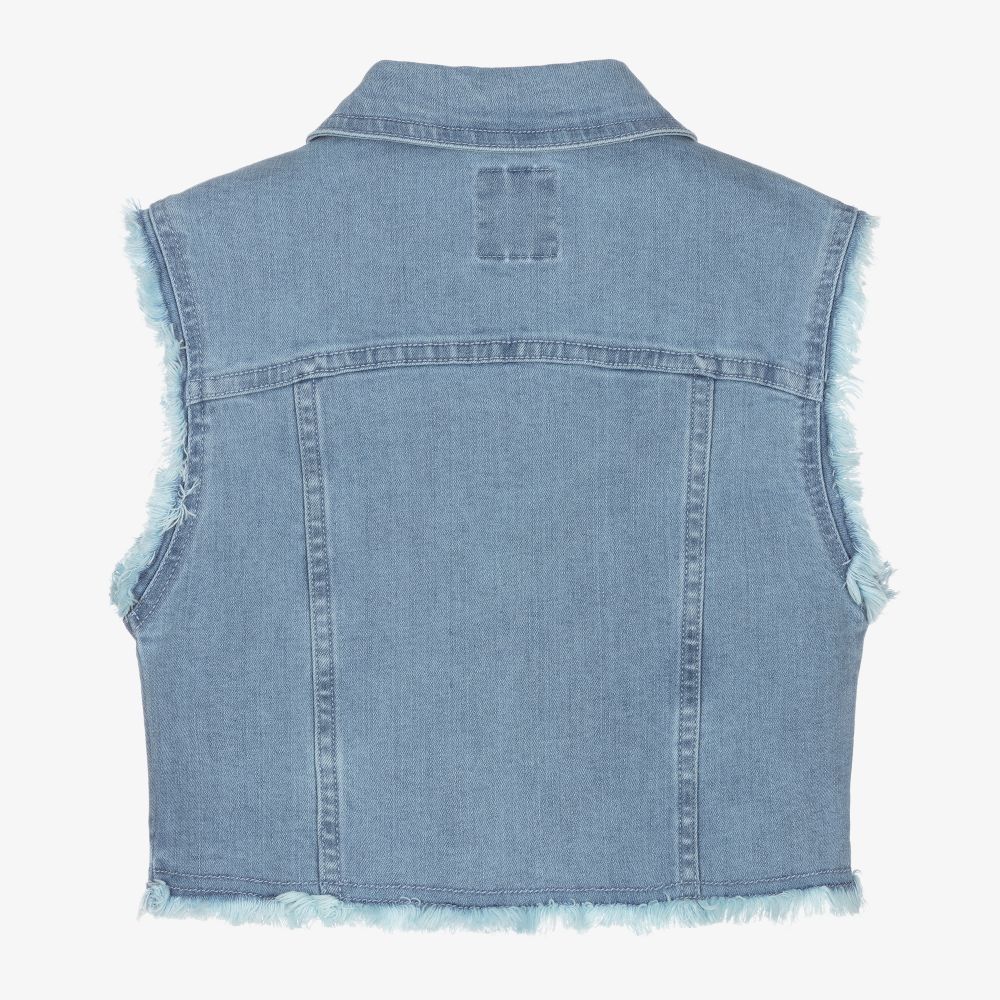 Mayoral-Голубой джинсовый жилет с сердечками | Childrensalon Outlet