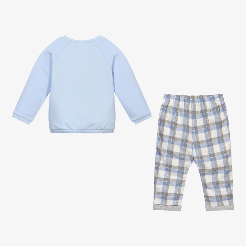 Mayoral Для новорожденных-Голубой топ с машинкой и брюки из хлопка | Childrensalon Outlet