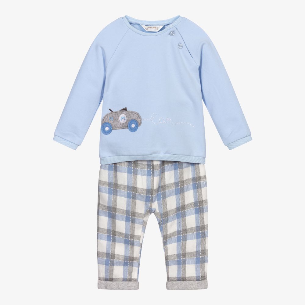 Mayoral Newborn-طقم بنطلون أطفال ولادي قطن جيرسي لون أزرق | Childrensalon Outlet