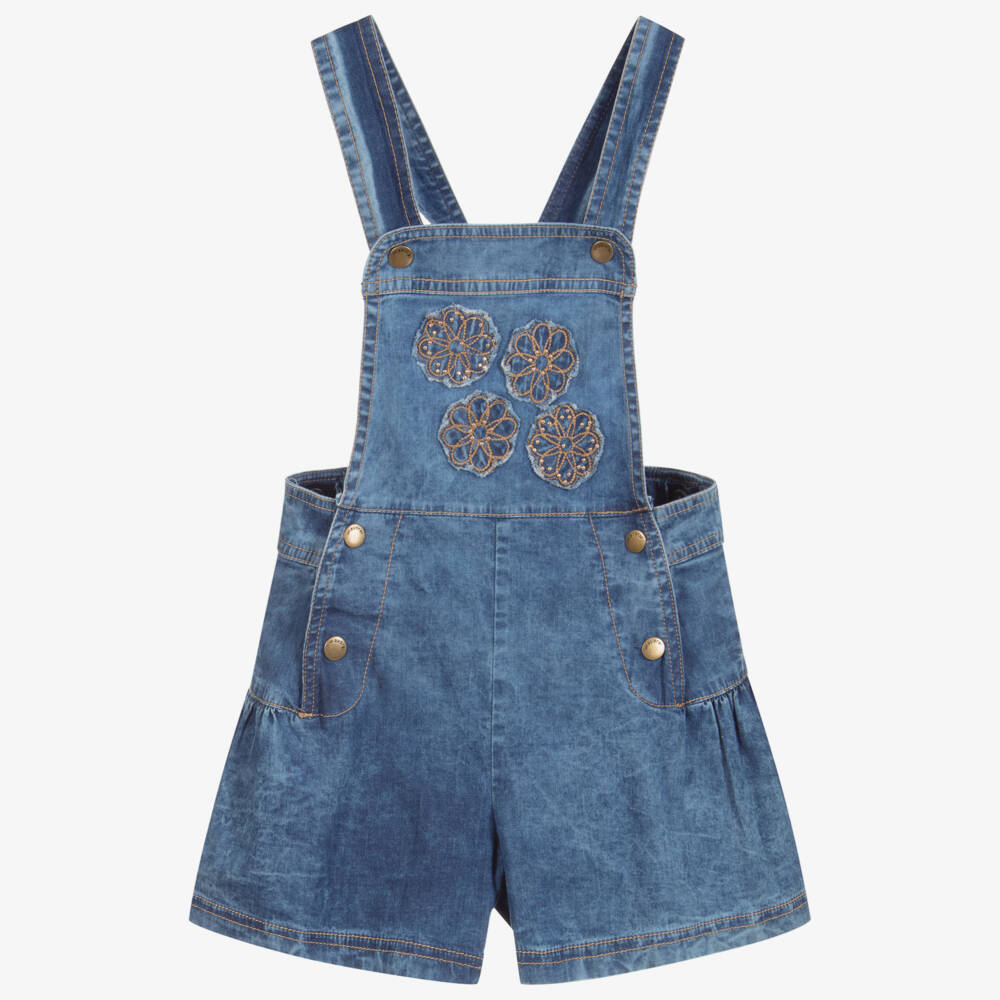 Mayoral-Blue Chambray Dungaree Shorts | Childrensalon Outlet
