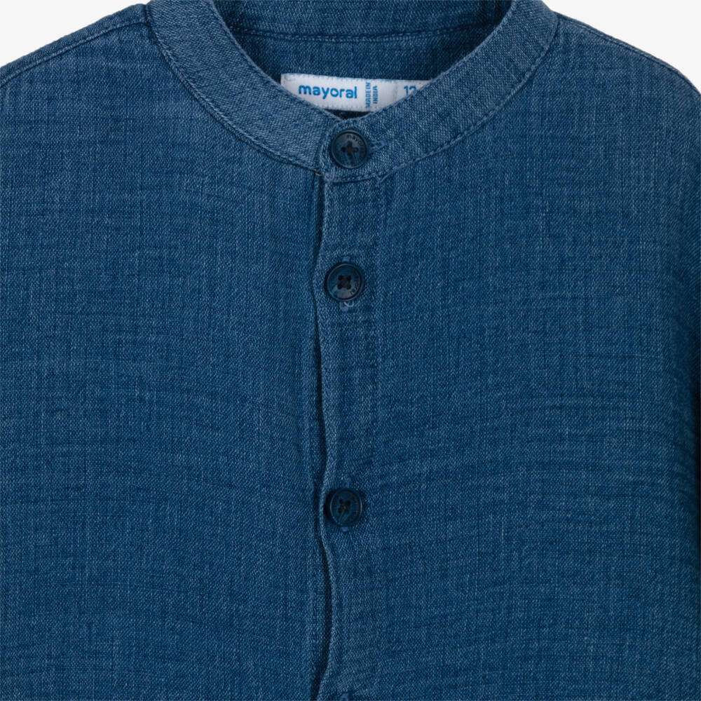Mayoral-Blue Chambray Shirt | Childrensalon Outlet
