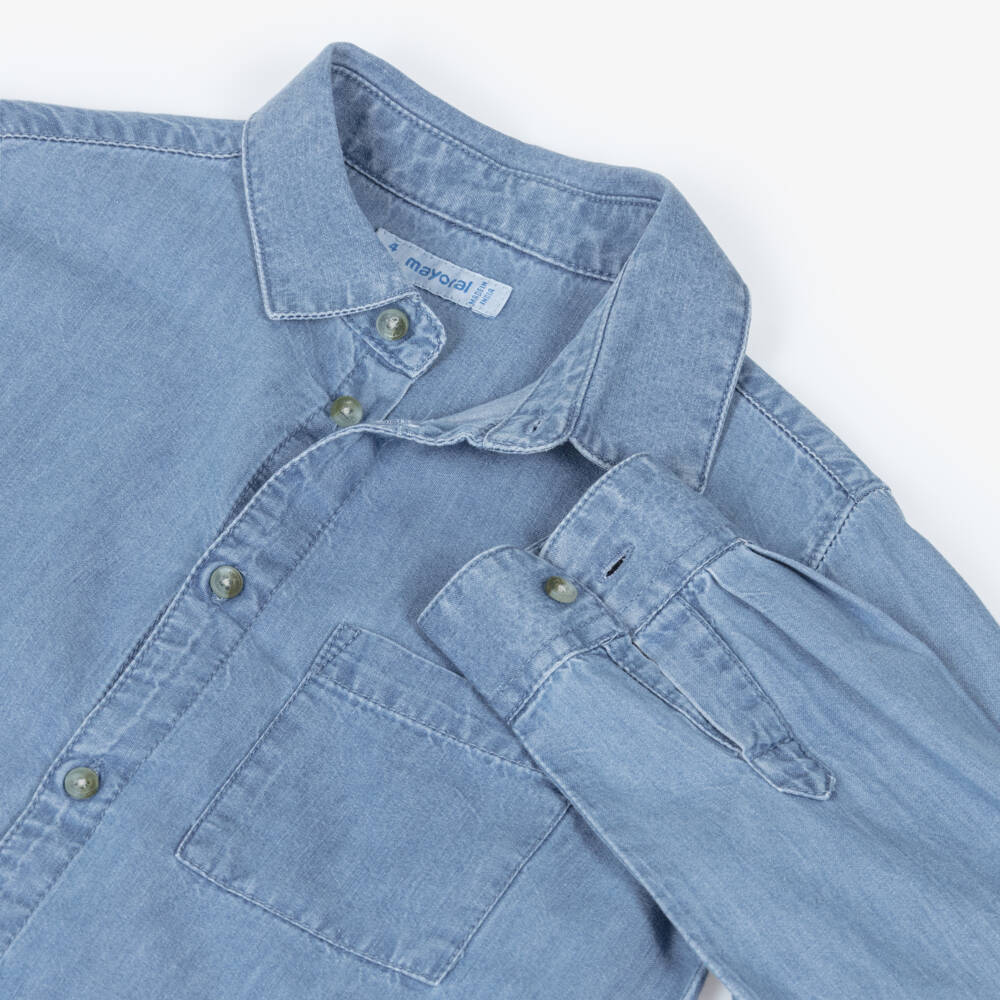 Mayoral-Blue Chambray Shirt | Childrensalon Outlet