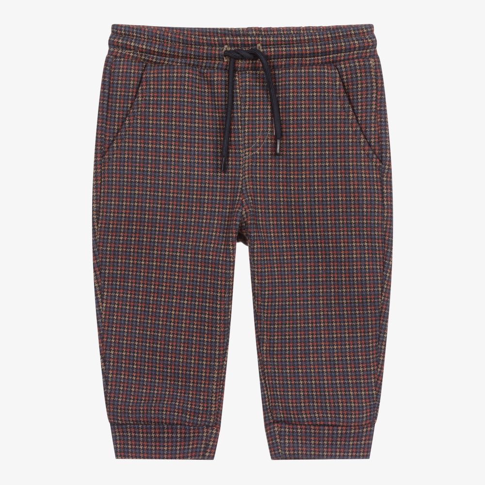 Mayoral - Blue Check Cotton Joggers | Childrensalon