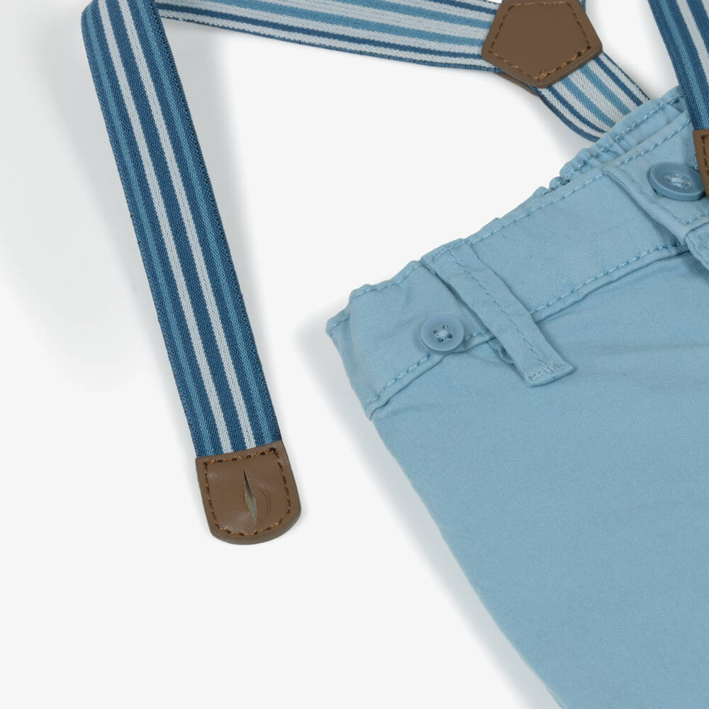 Mayoral Newborn-Blue Chino Trouser With Braces | Childrensalon Outlet
