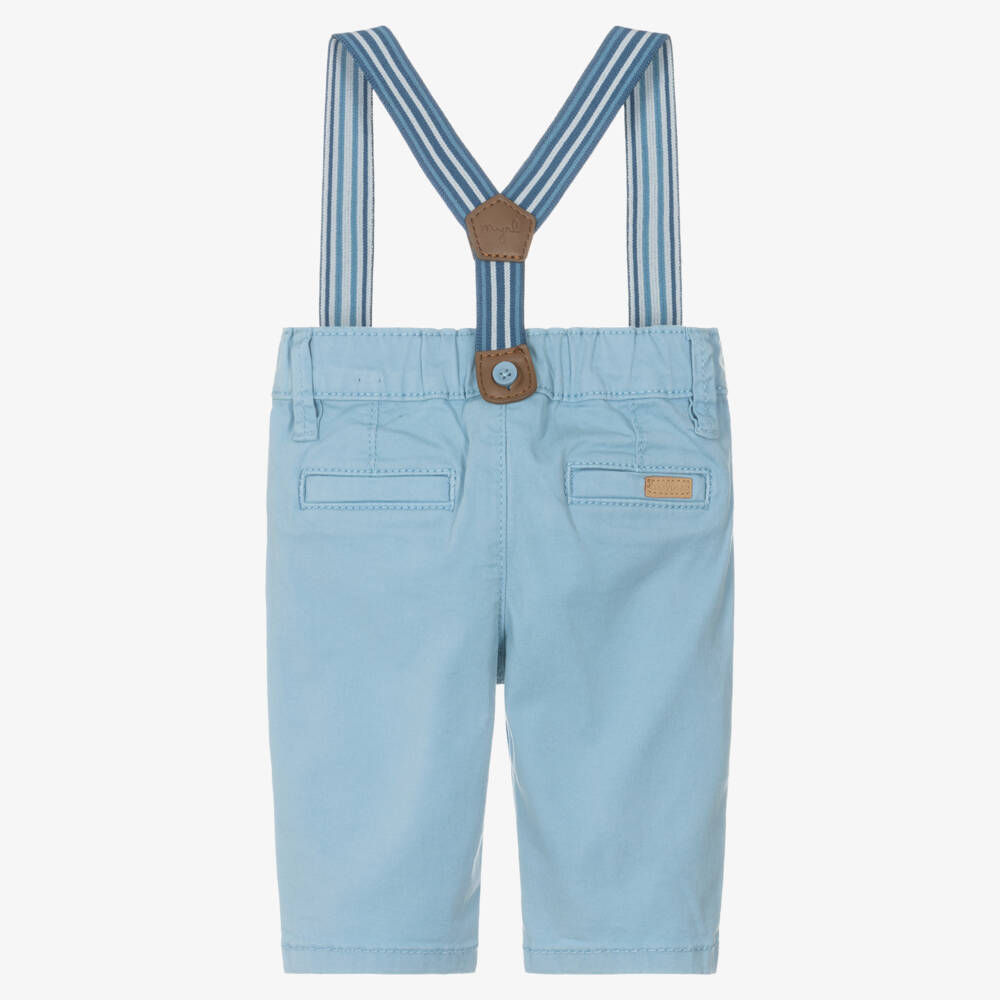 Mayoral Newborn-Blue Chino Trouser With Braces | Childrensalon Outlet