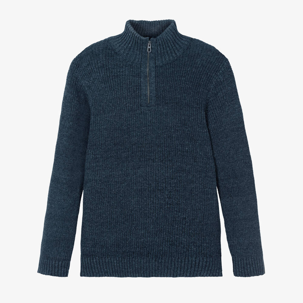 Mayoral Nukutavake-Blue Chunky Half Zip Sweater | Childrensalon Outlet