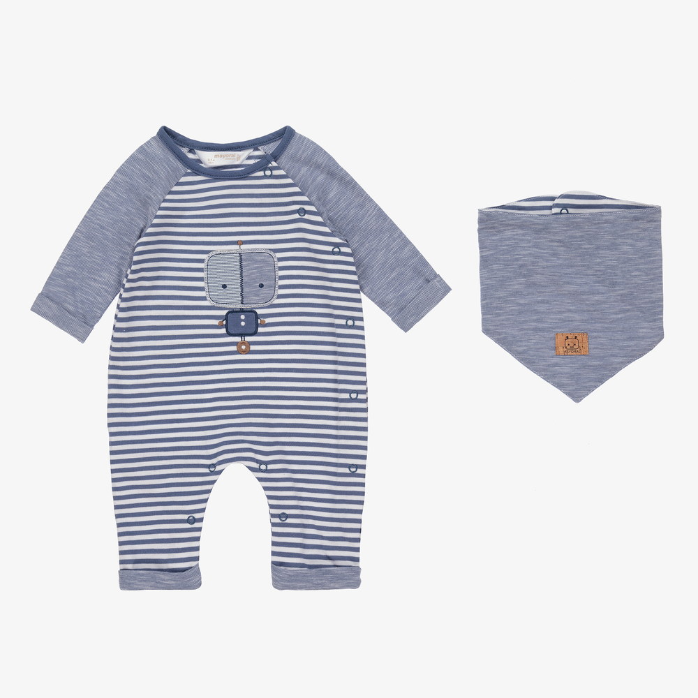 Mayoral Newborn - Pyjama bleu 2 pièces en coton | Childrensalon